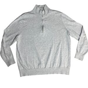 Brooks Brothers Light Gray 1/4‎ Zip Collared Combed Cotton Size XXL